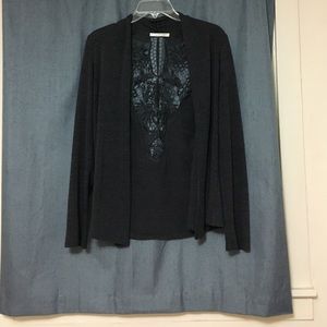 Grey sweater with lacey back