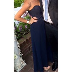Bill Levkoff Navy floor-length Bridesmaid dress