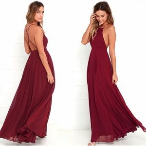LULUS MYTHICAL KIND OF LOVE WINE RED MAXI DRESS