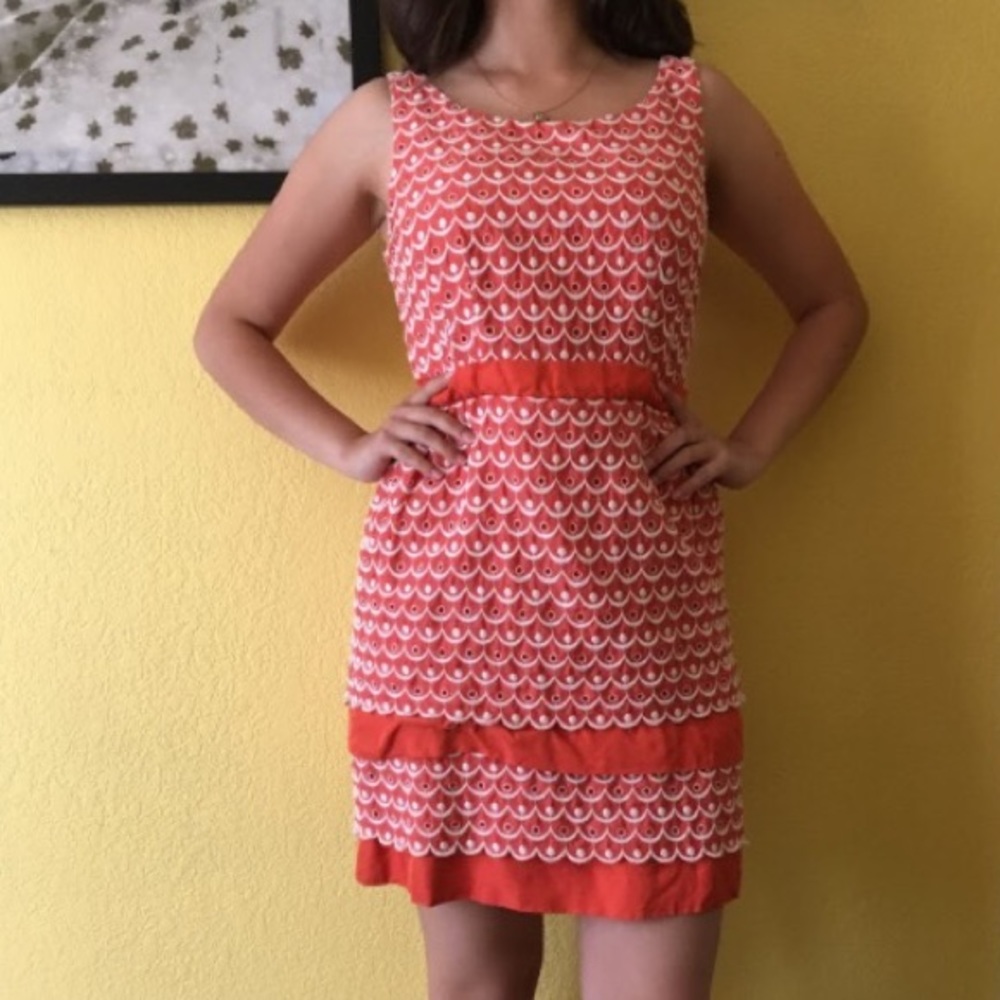 Leifsdottir Orange Eyelet Dress
