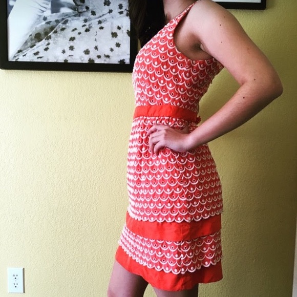 Leifsdottir Orange Eyelet Dress - Picture 3 of 5