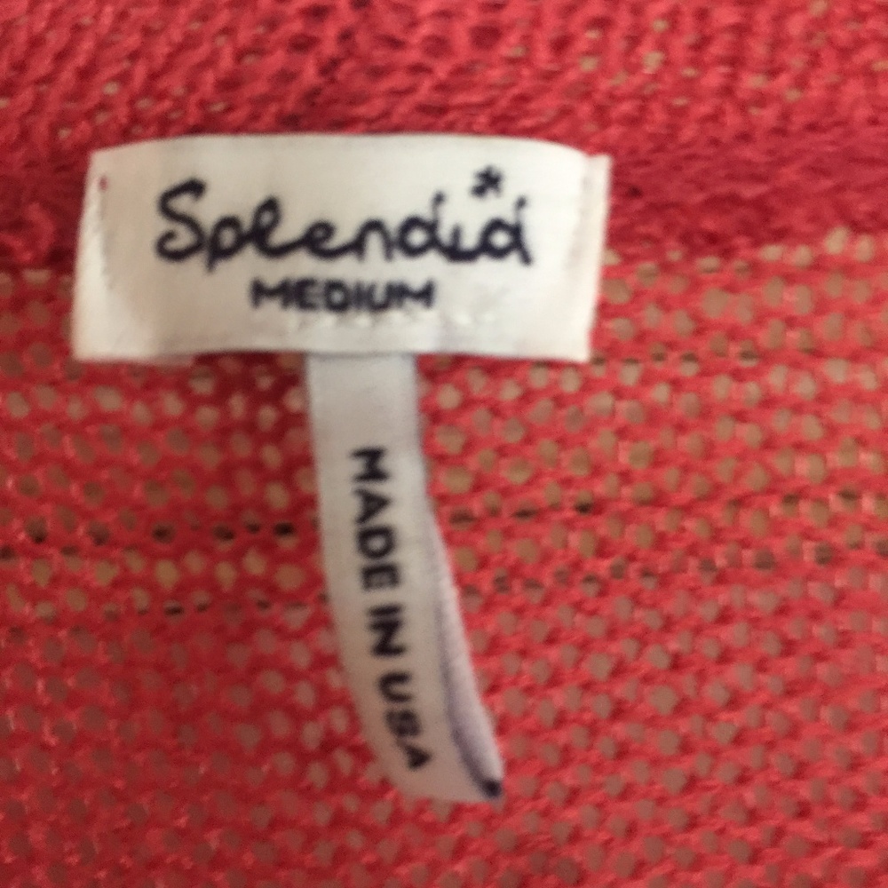 Splendid Red Gray Striped Sheer Knit Cardigan - Picture 3 of 3