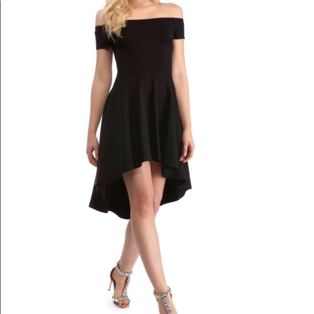 Black off the shoulder skater dress