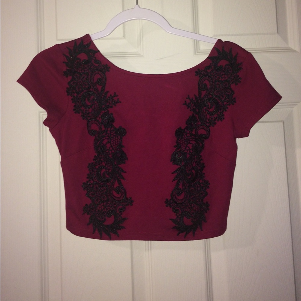 Bebe Maroon Crop Top