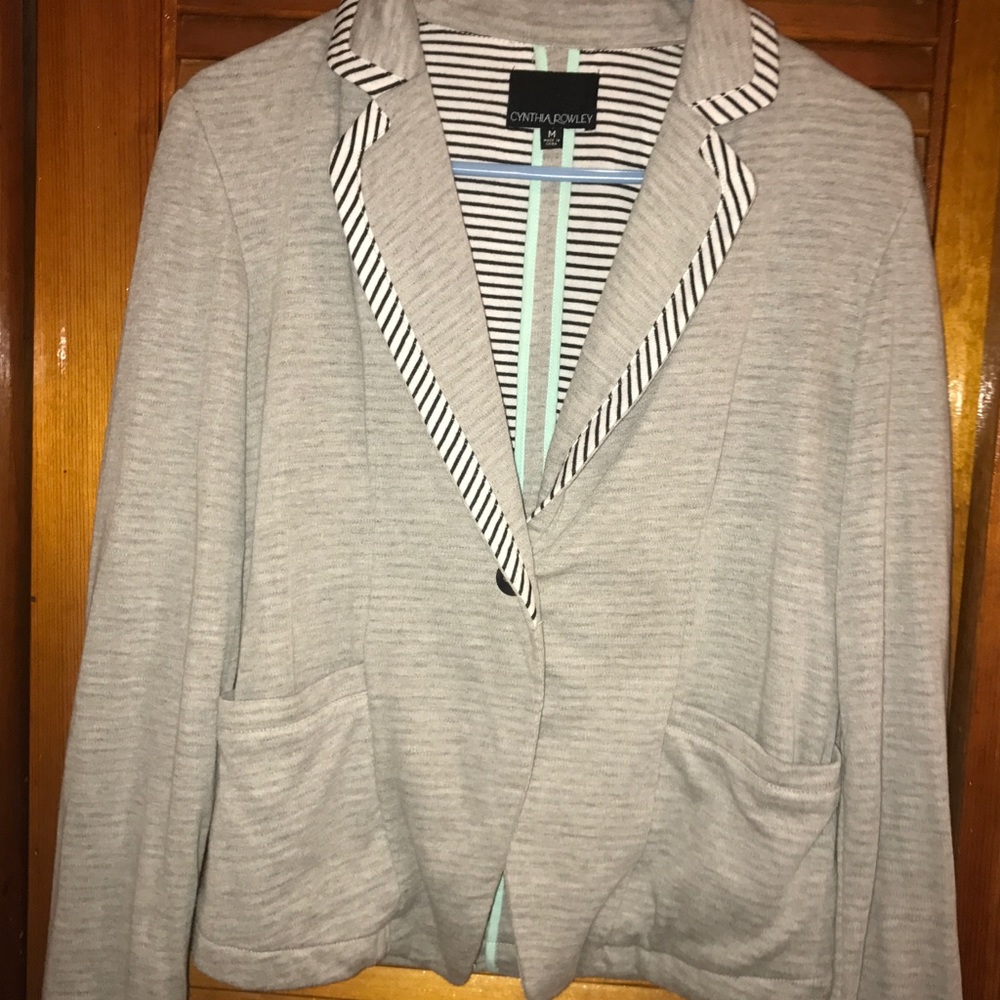 Cynthia Rowley grey and striped blazer