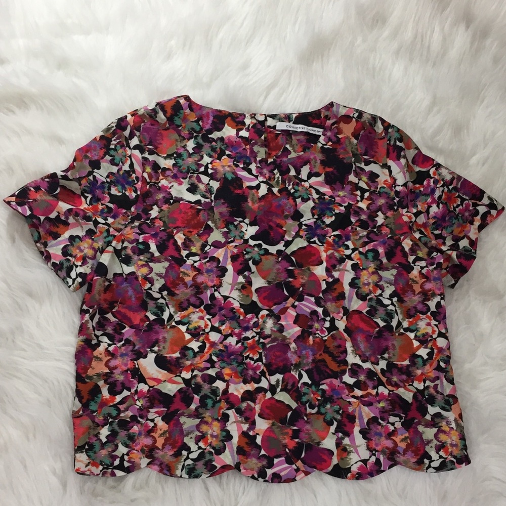 Collective Concepts Cropped Blouse Scalloped hem S