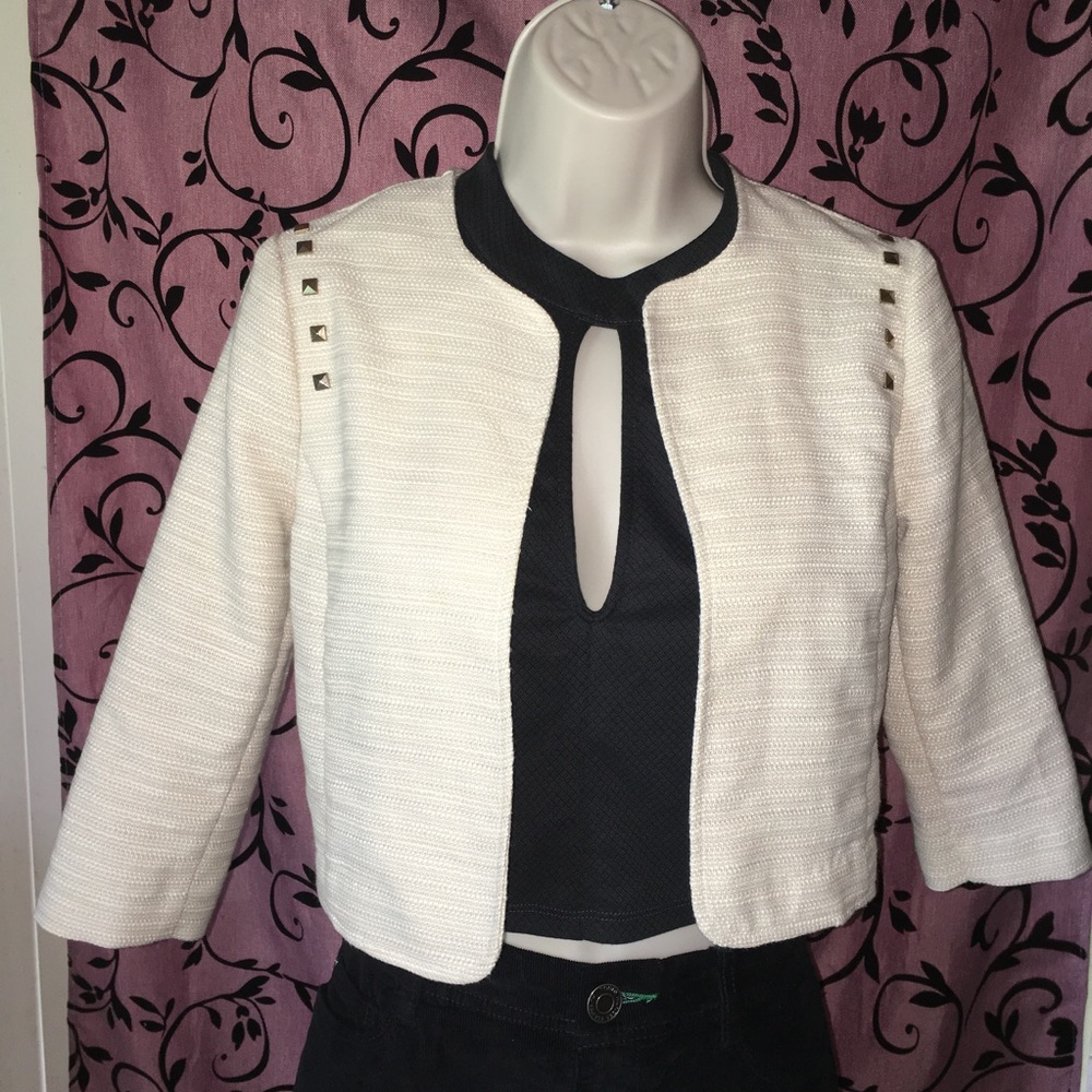 Textured Crop Coat BCX in Cream