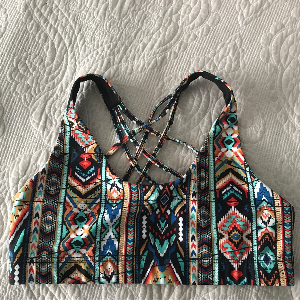 Tribal/Aztec print sports bra