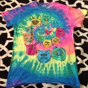 Rainbow Tye Dye cat shirt