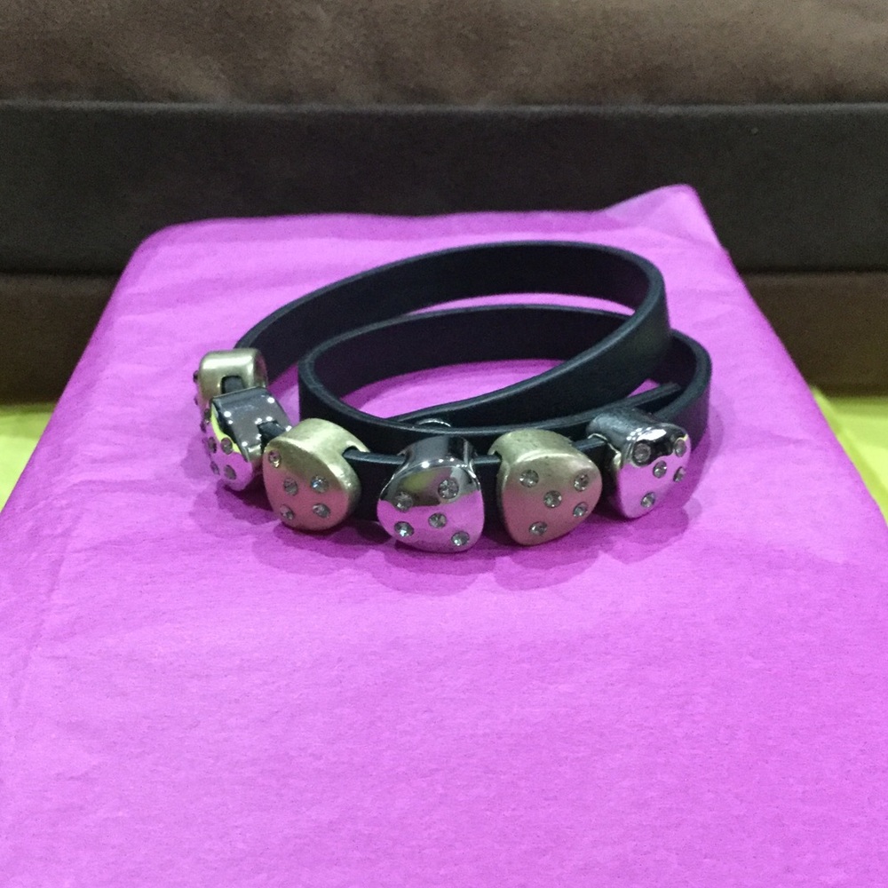 Leather bracelet with cz slides