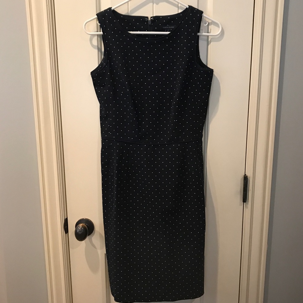 Tommy Hilfiger blue with white polka dot dress.