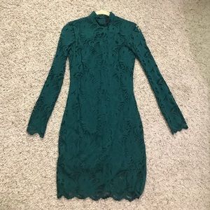 High neck Green Lace Dress