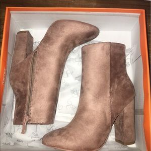 Pink/blush suede booties