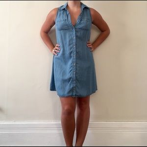 Denim Sleeveless Button Up Dress