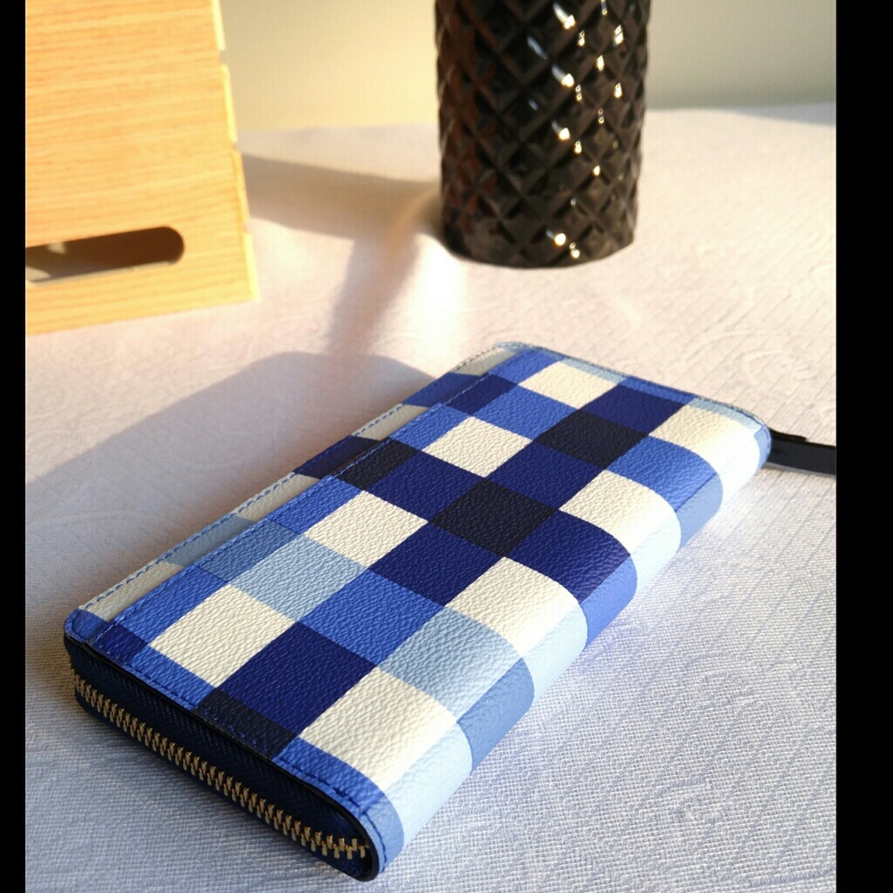 ✨NWT Kate Spade Blue Gingham Wallet - Picture 3 of 5