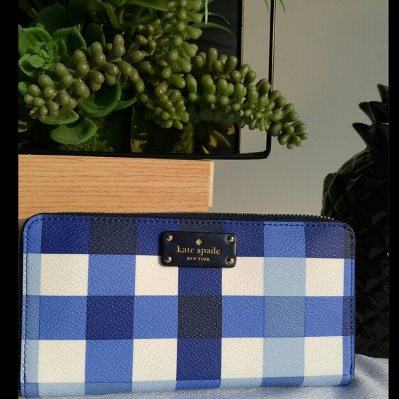 kate spade Handbags - ✨NWT Kate Spade Blue Gingham Wallet