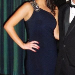 CACHET Navy Blue Long Gown - One Shoulder