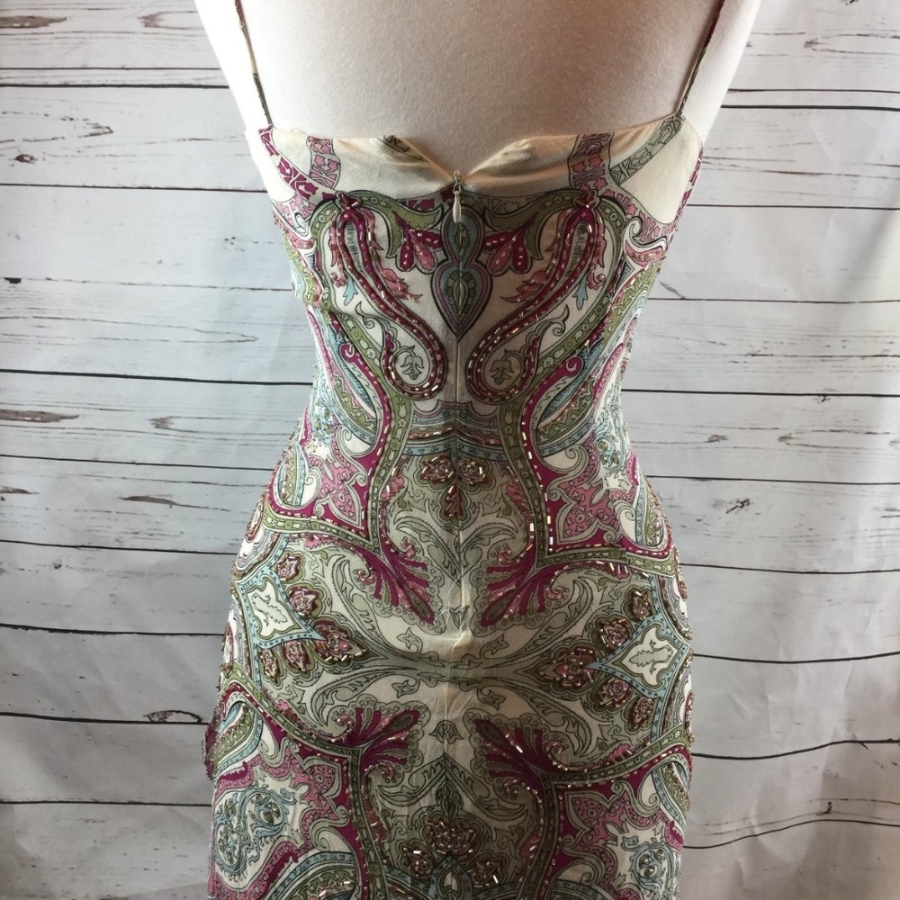 Nicole Miller Silk Summer Beaded Dress Size 4 - Picture 6 of 7