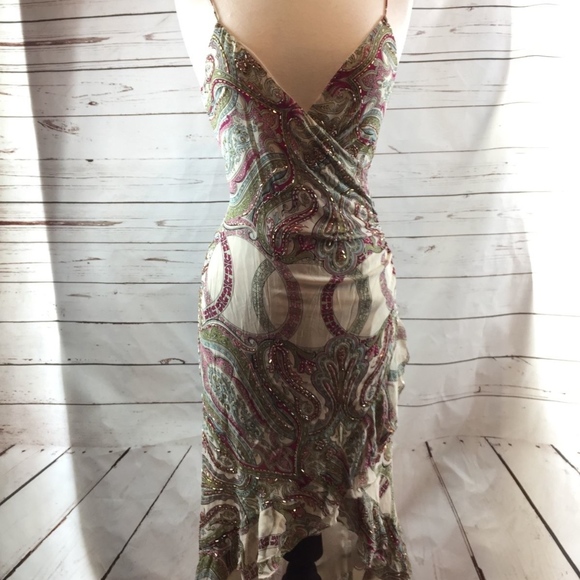 Nicole Miller Silk Summer Beaded Dress Size 4 - Picture 2 of 7