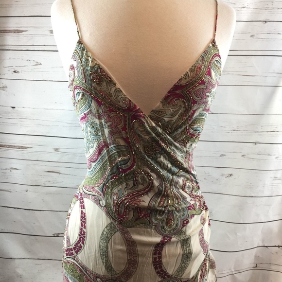 Nicole Miller Silk Summer Beaded Dress Size 4 - Picture 3 of 7