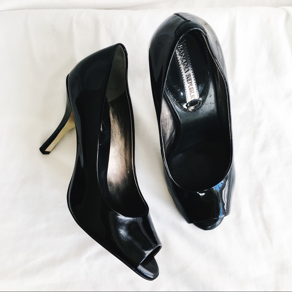 Banana Republic Patent Leather Open Toe Heels
