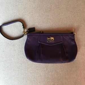 Coach purple leather wristlet