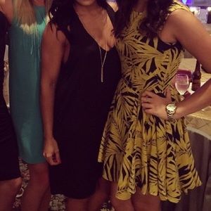 Navy/yellow palm leaf dress