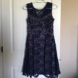 Dress Barn Navy and Pink Lace Dress 4