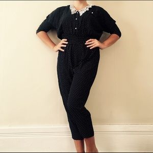Black and White Polka Dot Lace Jumpsuit