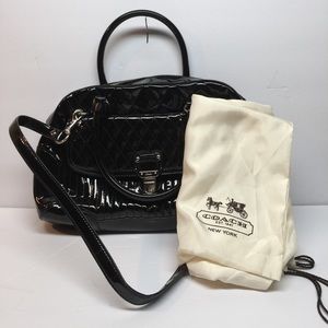 Coach black leather quilt style handbag