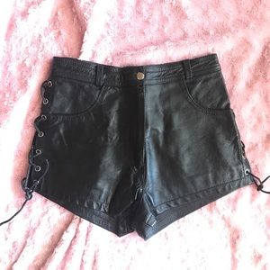 High waisted leather shorts