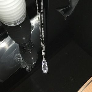 Silver necklace with tear drop crystal
