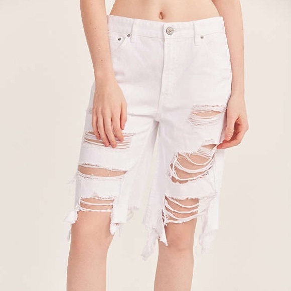 BDG White Destroyed Shorts - Picture 2 of 8