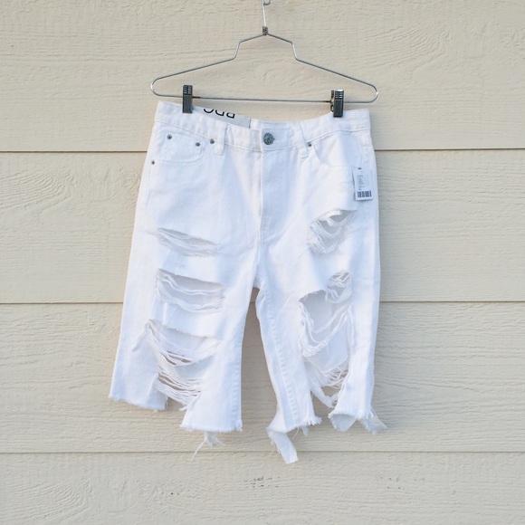 BDG White Destroyed Shorts - Picture 3 of 8