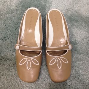 Mule flats with button strap