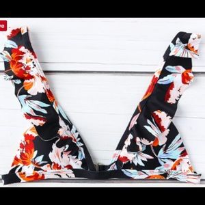 Ruffle floral swim top