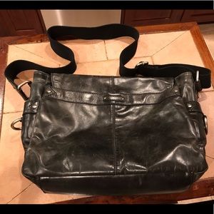 Black leather Fossil bag