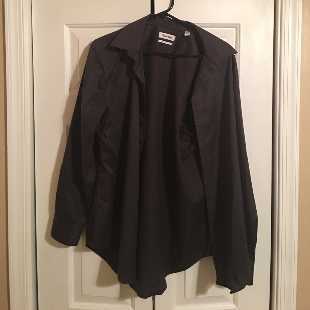 Gray button down dress shirt