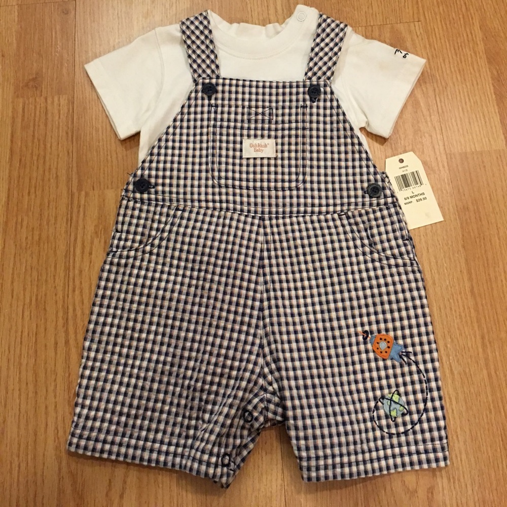 NEW BABY 2-PC Carter's Overalls Blue Plaid