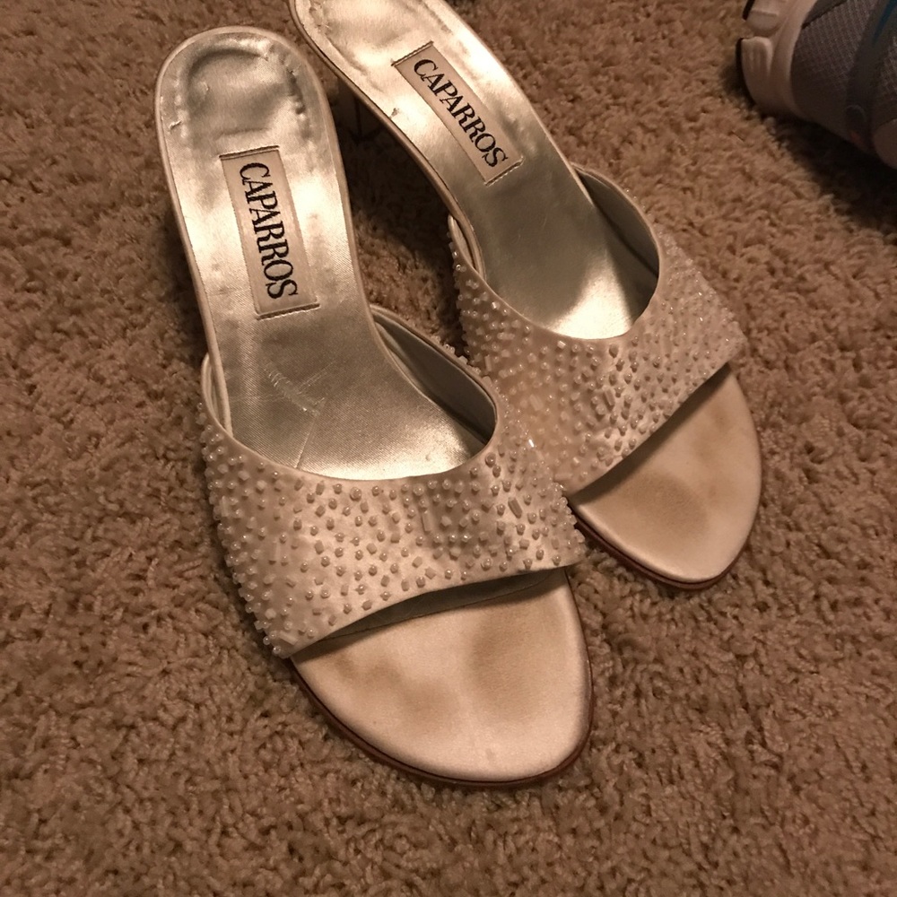 White wedding heels