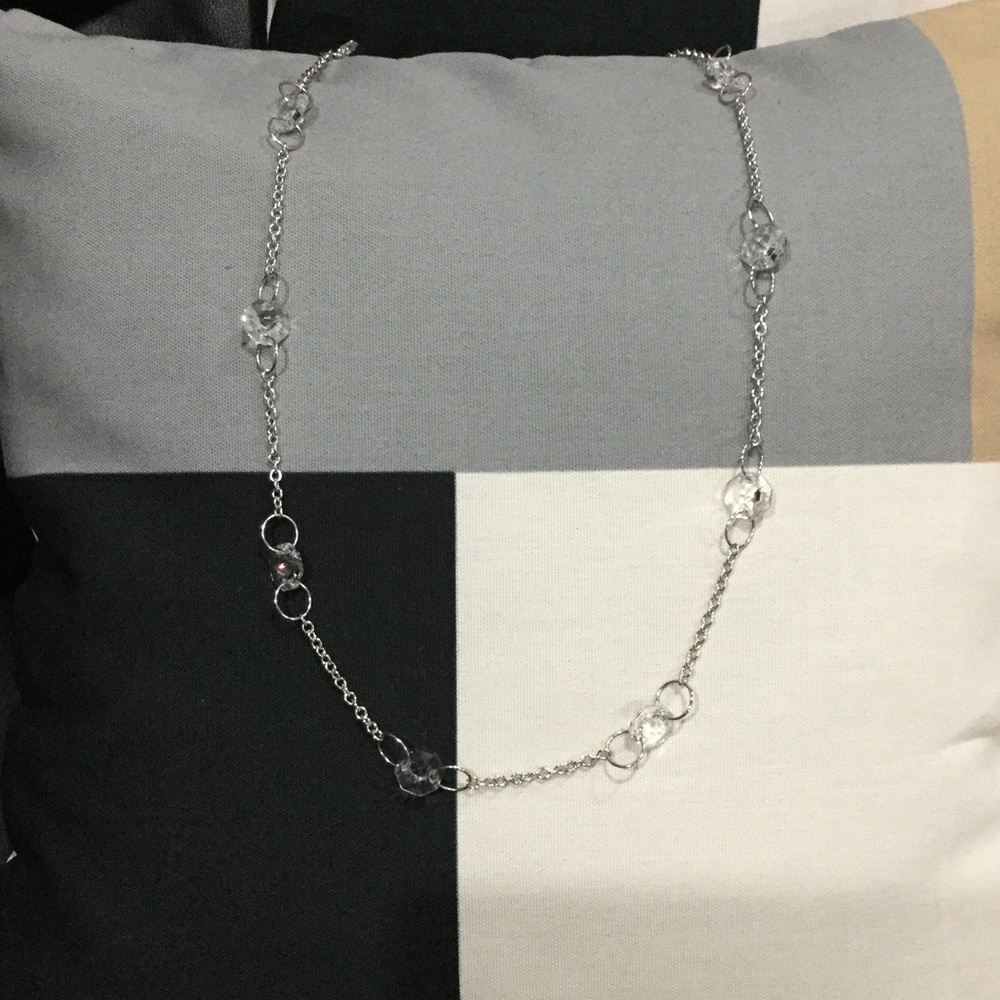 Silver Elle necklace with clear crystals