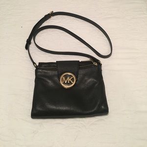 MK black leather crossbody bag