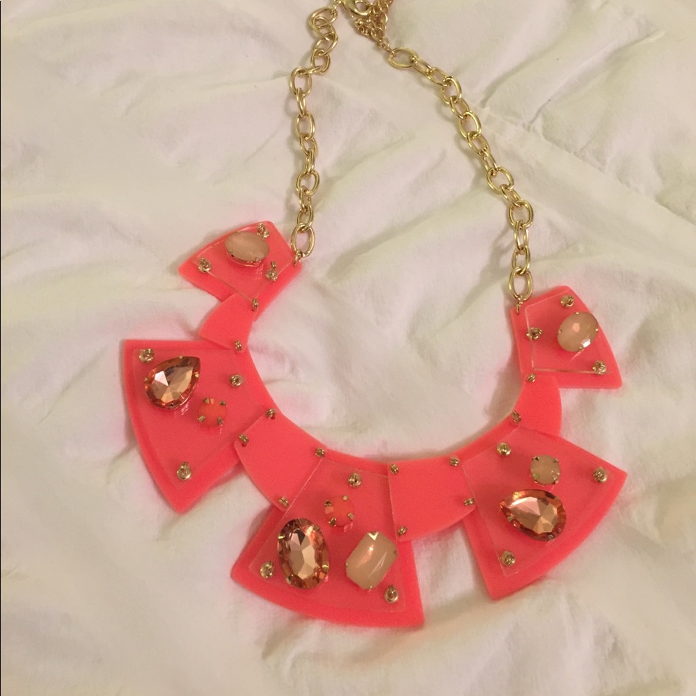 Baublebar neon pink and clear acrylic bib necklace