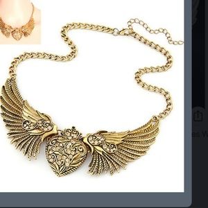 Popular golden rhinestone angel wings ❤️ necklace