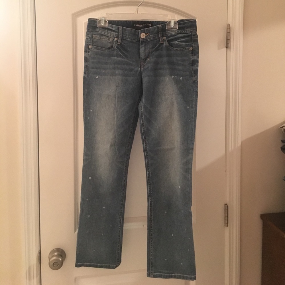 Express Stella Lowrise Cropped Skinny bleach splat