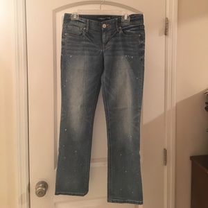 Express Stella Lowrise Cropped Skinny bleach splat