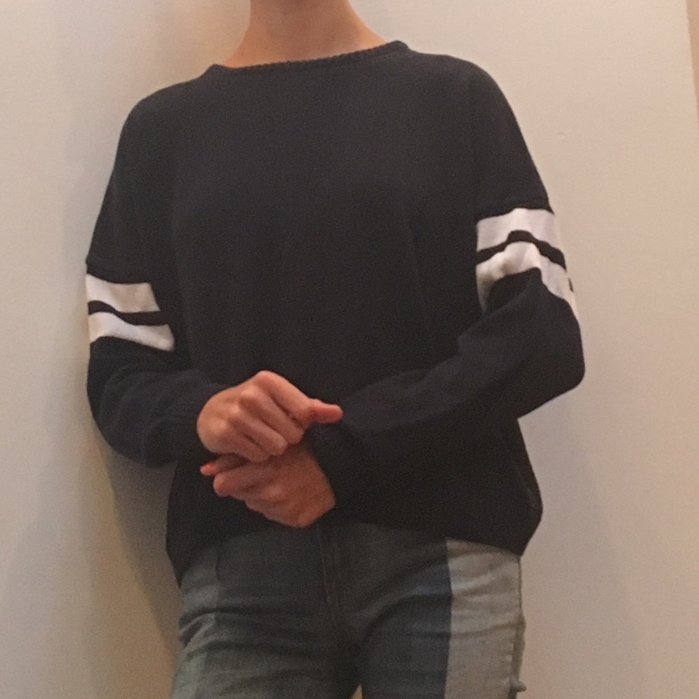 Brandy Melville navy blue varsity strip sweater