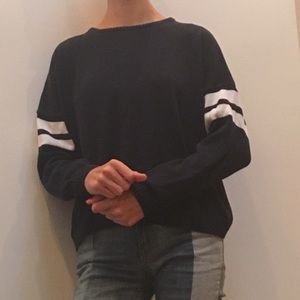 Brandy Melville navy blue varsity strip sweater