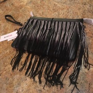 New!  Black / white fringe purse
