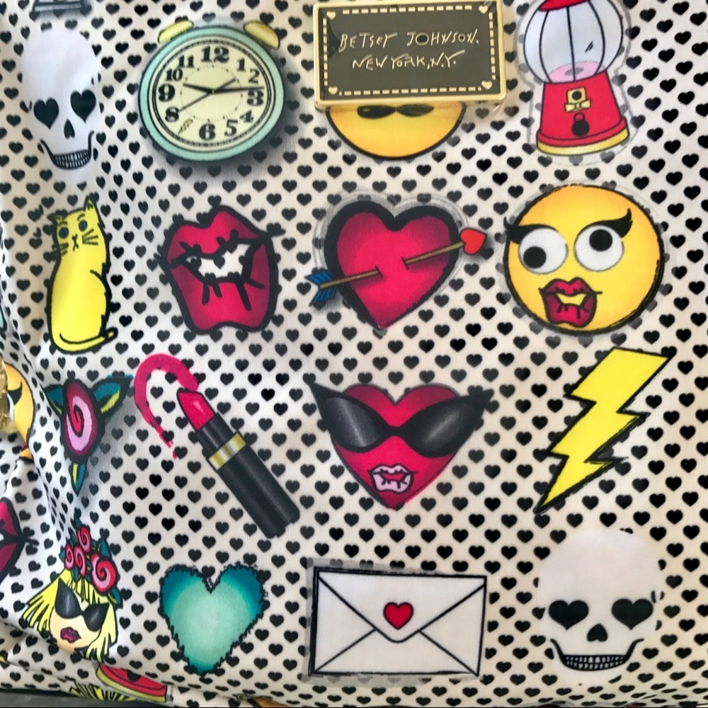 Betsey Johnson Emoji Dot Skull Top Handle Backpack - Picture 2 of 8